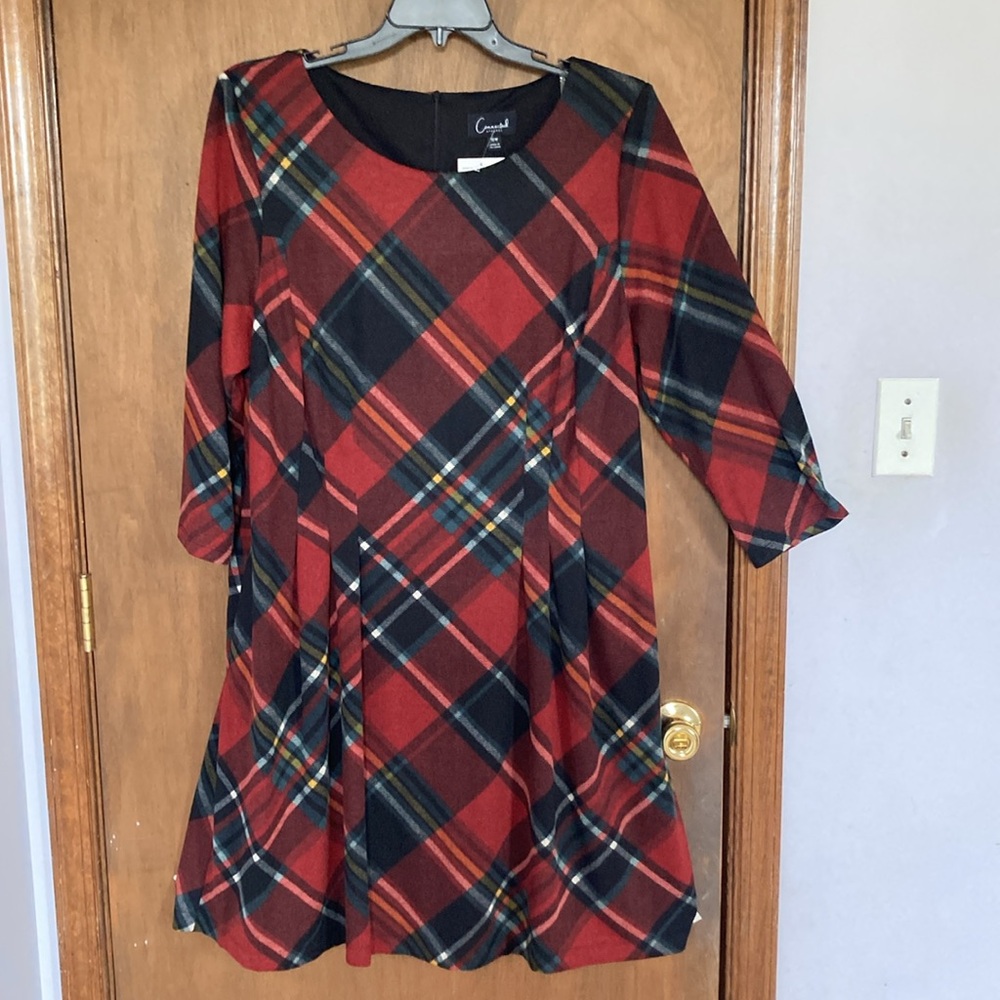 Connected dress plaid print w pockets some stretch casual office 18W - Picture 9 of 17